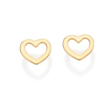 Imagem de Brincos de ouro 18k ou prata 925 femininos coração pequenos segundo fu