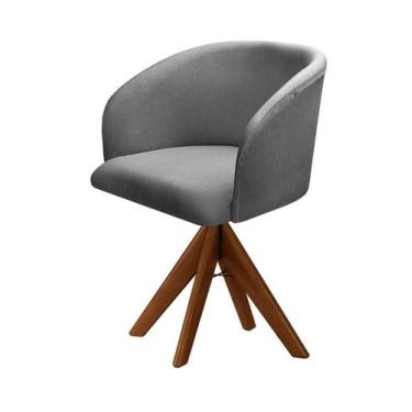 Imagem de Poltrona Decorativa Atenas Cadeira Giratória Pé Madeira - Bella Decor,