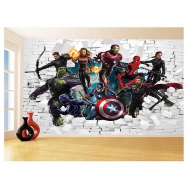 Imagem de Papel De Parede 3D Vingadores Entrando Quarto 3,5M Nhma113 - Você Deco
