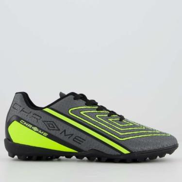 Imagem de Chuteira Umbro Chrome Society Juvenil Preta e Lime
