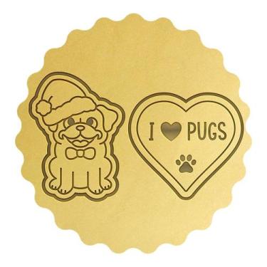Imagem de Kit 2 Cortadores Pug com Gorro Coração i love Pugs - DOCE IMPRESSO,  1