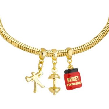 Imagem de Pulseira Academia Berloque Banhado a Ouro 18k - Work Semijoias