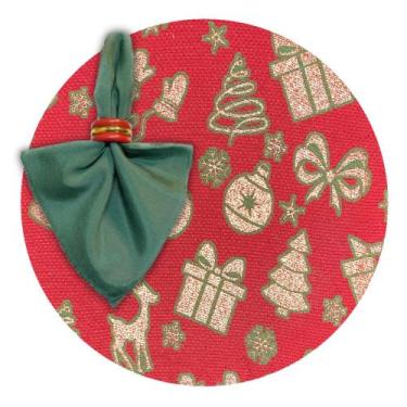 Imagem de Kit Mesa Posta Completo Sousplat Jantar de Natal Natalino Verde Vermel
