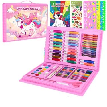 Imagem de Kit Pintura Infantil Completo 150 Peças – Maleta de Pintura Infantil com Aquarelas, Lápis, Canetinhas Coloridas, Giz de Cera e Acessórios – Kit de Pintura Perfeito para Crianças e Iniciantes! (Rosa)