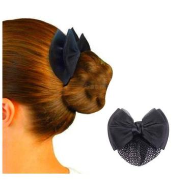 Imagem de Kit 05 Redinha Preto Laço Coque Cabelo Preso Profissional Feminino uni