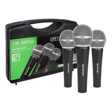 Imagem de Kit Com 3 Microfones Dinamico Skypix Tipo Beta Sm58 Prof Nfe