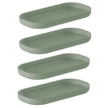 Imagem de Porta Sabonete Barra De Bancada Bandeja Banheiro Verde Salvia kit c/4 