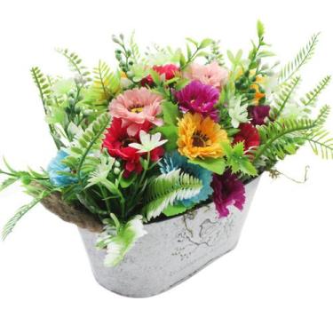 Imagem de Arranjo De Flores Artificiais Coloridas Com Vaso 34Cm - Gici Casa