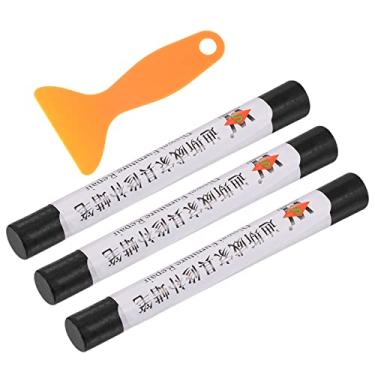 Imagem de HARFINGTON Bastão de enchimento de cera, 3 peças de bastões de preenchimento de cera de madeira para reparo de madeira com espátula marcadores de giz de cera, kit de retoque de móveis para remover