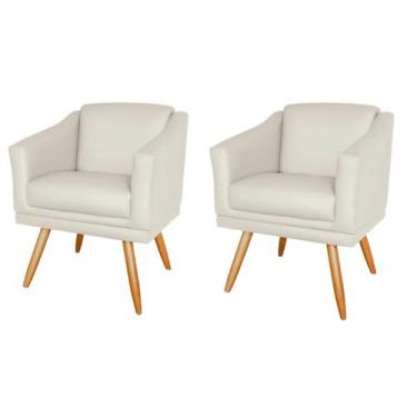 Imagem de Kit 2 Poltronas Decorativa Valentina Sala Recepção Bege Revestimento S