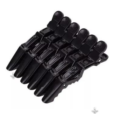 Imagem de Kit Clips Crocodile Para Cabelos Com 6 - Barbershopp62, Preto