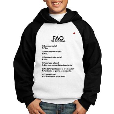 Imagem de Moletom Infantil FAQ Dia de Prova - Foca na Moda, Branco, Preto, 8