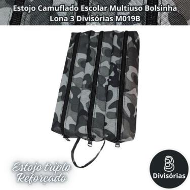 Imagem de Estojo Camuflado Escolar Multiuso Bolsinha Lona 3 Divisórias M019B - L