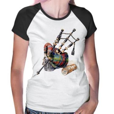 Imagem de Baby Look Raglan Gaita de Foles - Foca na Moda, Branco, Preto, M