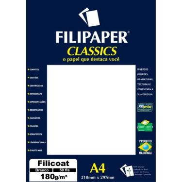Imagem de Papel A4 Filicoat Classics Branco 180G CX com 50 - Filiperson