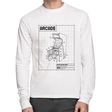 Imagem de Camiseta Algodão Arcade Fliperama Projeto Manga Longa - Foca na Moda, 