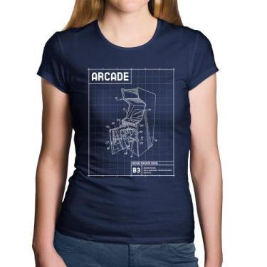 Imagem de Baby Look Algodão Arcade Fliperama Projeto - Foca na Moda, Marinho, P