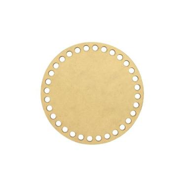 Imagem de Placa Base Redonda Cesto Fio de Malha Croche 20cm Mdf Madeira - Atacad