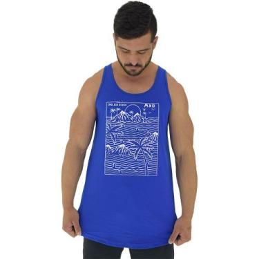 Imagem de Regata Longline Estampada Masculina MXD Conceito Praia Infinita, Azul,