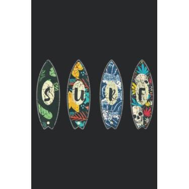 Imagem de Surfer Windsurfing Surf Retro Kiteboarding Zip Art: Lined Journal Notebook To Do Schedule, Medium 6x9 Inches, 100 Pages, Printed Cover