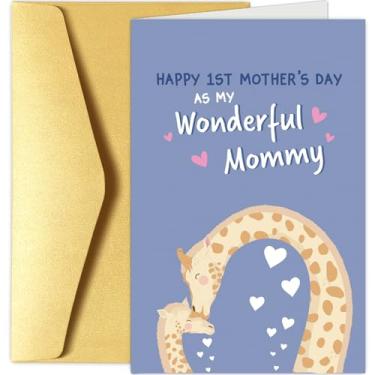 Imagem de Chenive First Mother's Day Card for Mom Wife, Girafa 1st Mother's Day Card from Baby Boy Girl, Lovely First Mothers Day Cards Gifts, Happy 1st Mother's Day As My Mommy