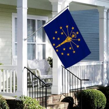 Imagem de Bandeira do estado de Indiana de 3 camadas 6,5 x 9,5 m 150D poliéster dupla face exterior resistente cores vivas com cabeçalho de lona durável e 2 ilhós de latão
