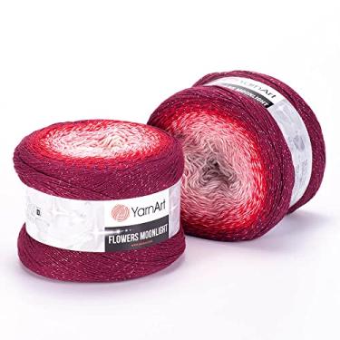 Imagem de 1 fio de algodão com glitter Moonlight Flowers 1 novelo, macio, crochê arco-íris, brilho metálico feito à mão, bolo prateado, algodão multicolorido, peso 260 g, comprimento 1093 metros, fio esportivo 3269