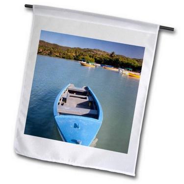 Imagem de 3dRose fl_70719_1 Porto Rico, Guanica, Baía Bahia De La Ballena, Barcos Ca27 Wbi0162 Bandeira de jardim, 30,48 x 45,72 cm