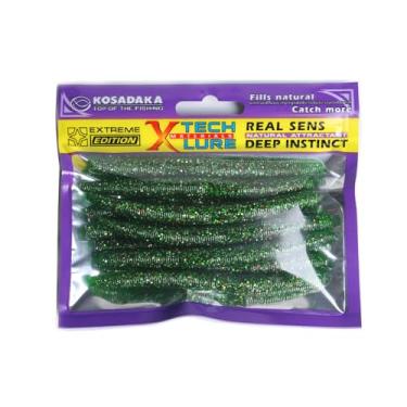 Imagem de Minhocas de plástico - 10 iscas de bastão de afundamento lento, borracha realista de 10 cm, para pesca de robalo e tipo de peixe, abóbora verde e laminado de melancia