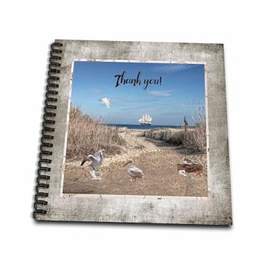 Imagem de 3dRose Egret Flying, Ship At Sea, Pelican Talking, Sandpiper, Log, Thank You Wirebound Notebook (db_282151_2)