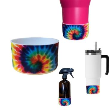 Imagem de Bota protetora de silicone tie dye para garrafas de água Stanley tie dye capa de manga antiderrapante para garrafas de água cabe em base de 7 a 7,5 cm (Tie Dye)
