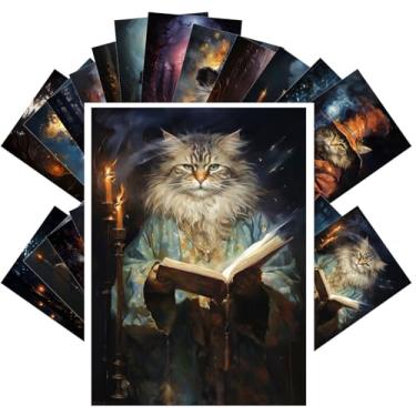 Imagem de PIXILUV Enchanted Wizardry: Sorcerer Cats and Luminous Spells - Um conjunto de cartão postal místico de um mundo arcano