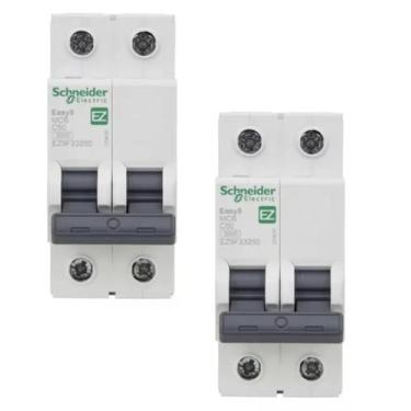 Imagem de 2 Disjuntores 63A Schneider Bipolar Curva C 3kA DIN