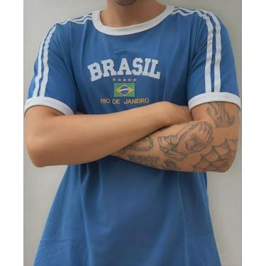Imagem de Camisa do Brasil Bordada Adulto Unissex - Tojoia18K, EXG, Azul claro