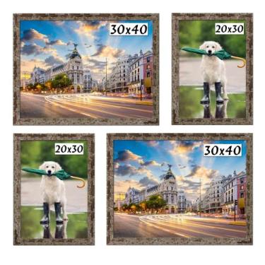 Imagem de Kit 4 Porta Retratos Painel Parede Marrom Pátina - Santamaria Molduras