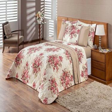 Imagem de Cobre Leito Queen Valentina Floral Rose Enxovais Aquarela 3 peças
