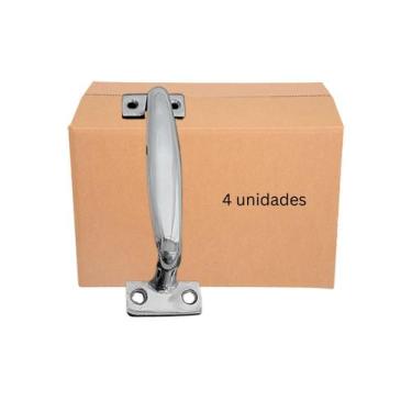 Imagem de Puxador Alça de Alumínio p/ Porta Camarão 13 cm Cromado 4 pçs - FERRAG