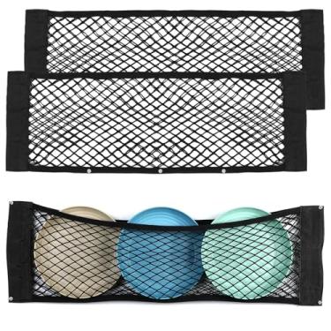 Imagem de 2 peças 25 x 80 cm / 9,8 x 31,5 pol. Bolsa de bolso de armazenamento de malha com adesivo, gancho e laço elástico para rede de carga RV, bolso de rede para porta-malas de carro de alta capacidade