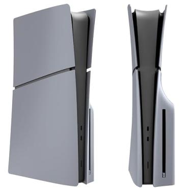 Imagem de Capas de placa frontal para PS5 Slim Disc Edition substituição ABS painéis laterais rígidos placas, capa cinza (versão em disco)