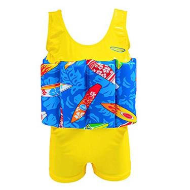 Imagem de Lemandii maiô flutuante removível para crianças, roupa de banho de natação, roupa de banho perfeita para crianças ou bebês, aprender a nadar, Amarelo, Small