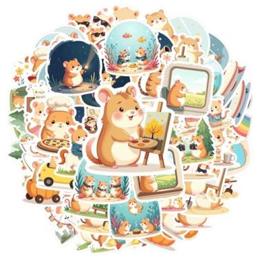 Imagem de 100Pcs Cartoon Hamster Stickers, Waterproof Hamster Sticker for Water Bottle Laptop Phone Cases Planner Skateboard Luggage Helmet Party Favor Decor, Ideal for Adults Teens Teacher Rewards C291X