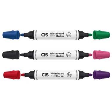 Imagem de 3 Marcadores Pincel Caneta Quadro Branco Cis Duo Marker