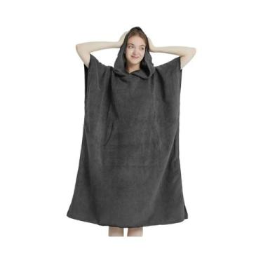 Imagem de Toalha poncho de surf de secagem rápida para adultos, hoodie de microf
