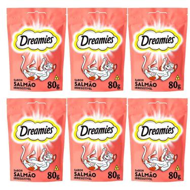 Imagem de Caixa 6Un. Petisco Dreamies Salmão Para Gatos Adultos 80G