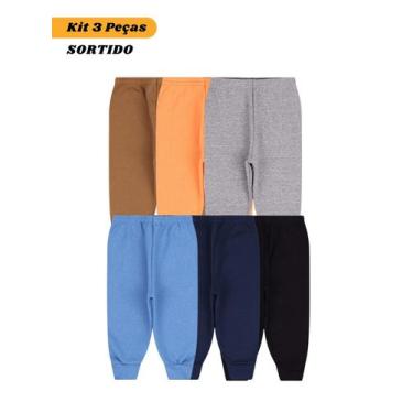Imagem de Kit 3 Calças Bebê Sortidas Diversas Cores Kit Menino - Bykyko, RN