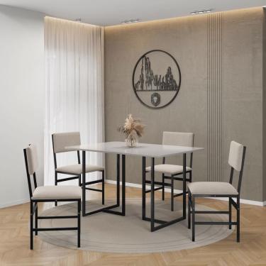 Imagem de Conjunto para Sala de Jantar 118x80 Tampo Mdf com 4 Cadeiras Belle