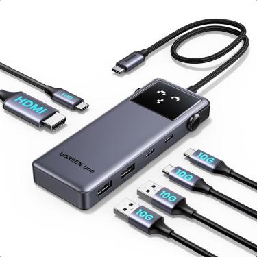 Imagem de Ugreen Uno 10Gbps ( 6 em 1 ) USB A 3.2 Adaptador Hub USB C hdmi 4K 60Hz Tipo C pd 100W com indicador LED compatível MacBook iPad Pro Air iPhone 16 15