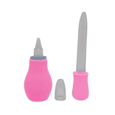 Imagem de Aspiral Sugador Nasal Conta Gotas Anatômico Bebe Infantil Rosa