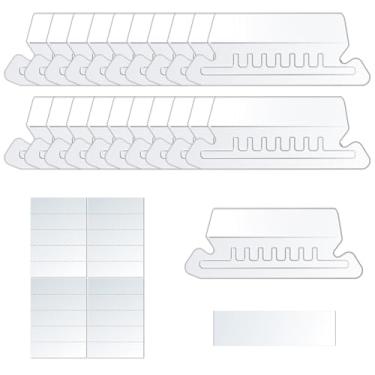 Imagem de 20 peças de abas de pasta de arquivo transparentes de plástico com 20 peças de inserções de papel organizador de etiquetas para pasta suspensa para identificação rápida