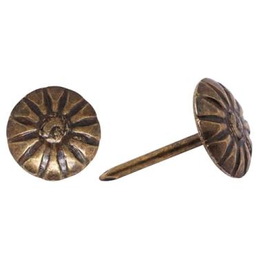 Imagem de SWZHAI 150 peças de tachas de pregos de estofamento para móveis de sofá de polegar, alfinetes, 7/40.6 cm, flor de bronze